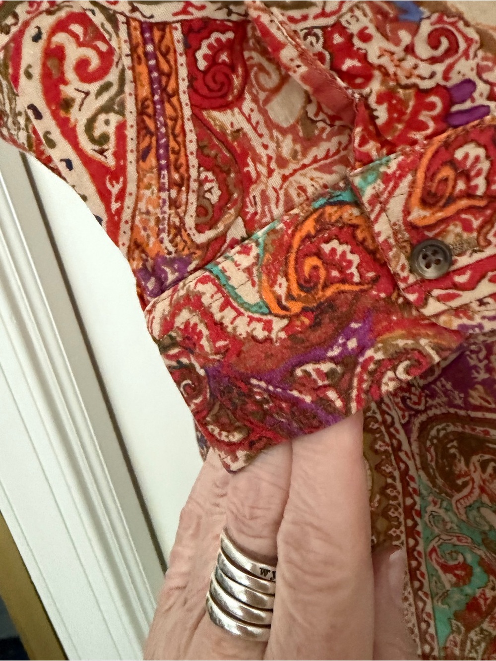 Ralph Lauren Red Brown Blue Green Paisley Button-Down Shirt - Picture 4 of 6